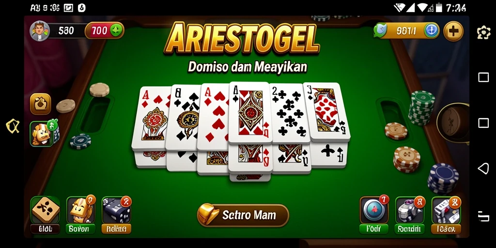 Screenshot utama ARIESTOGEL menampilkan gameplay seru Domino.