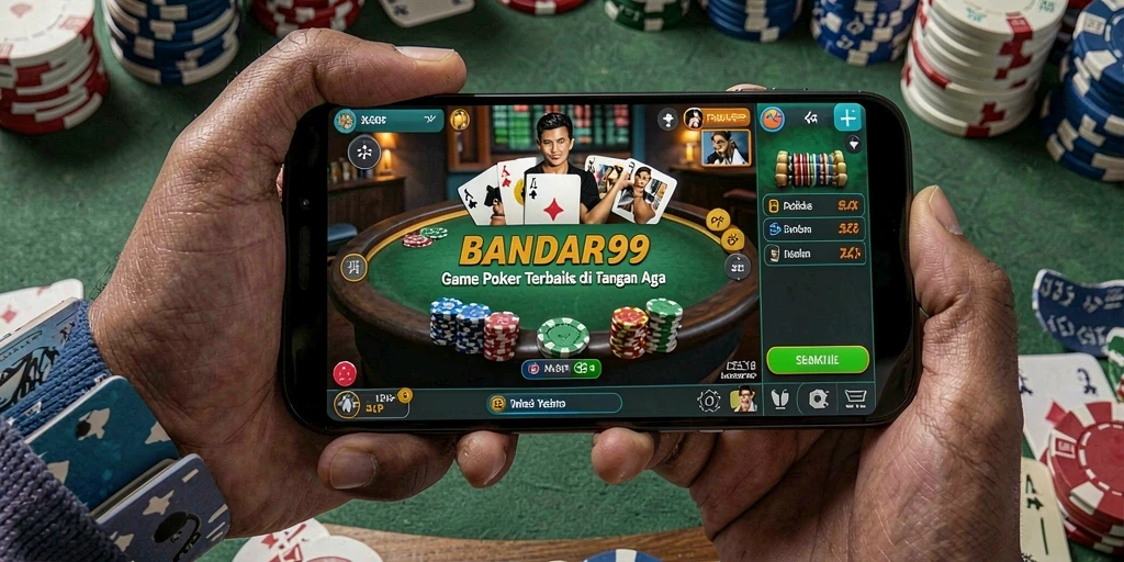 Tampilan gameplay seru BANDAR99 dengan pemain berkompetisi di meja Poker.