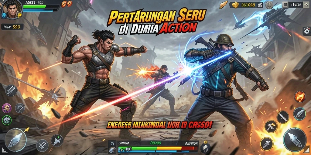 Screenshot menampilkan aksi mendebarkan dari gameplay Action CRS99.