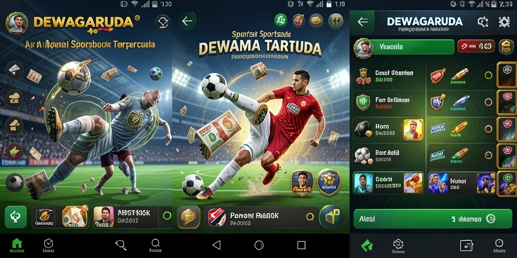 Tampilan menarik dari aplikasi DEWAGARUDA dalam menampilkan taruhan olahraga.