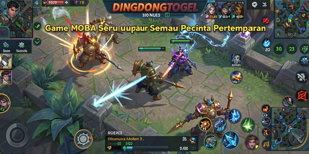 Screenshot DINGDONGTOGEL menampilkan aksi seru di medan perang MOBA.
