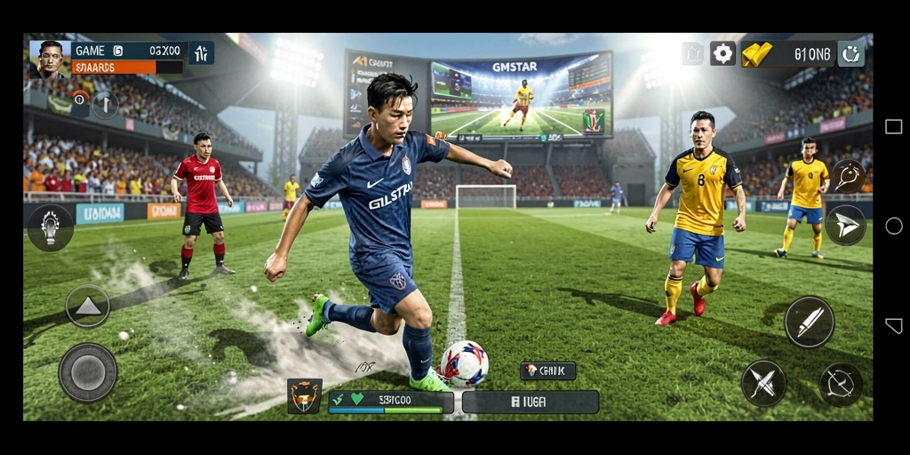 Tampilan screenshot GMSTAR menunjukkan aksi seru dalam permainan olahraga.