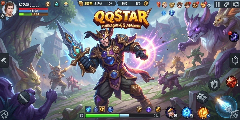 Screenshot gameplay QQSTAR menampilkan aksi seru dalam petualangan ARPG.