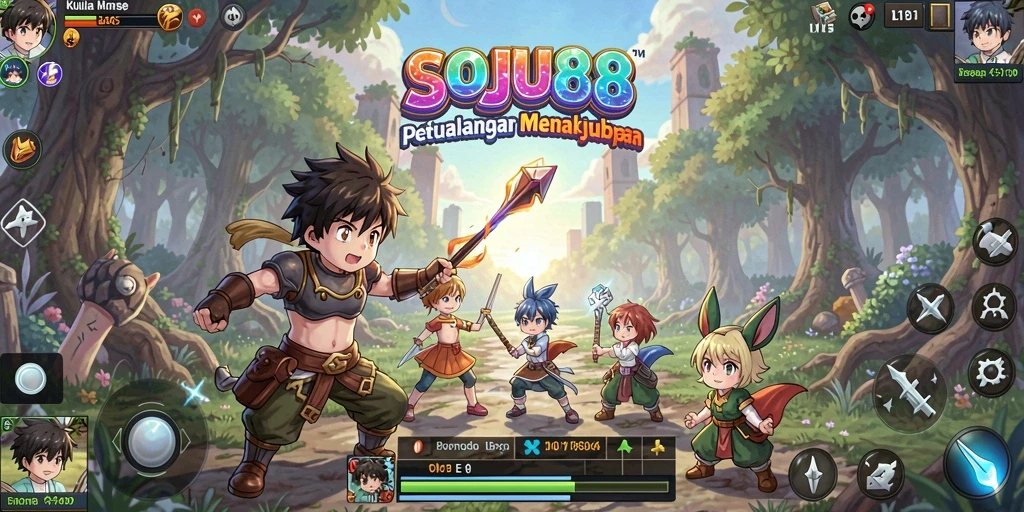 Screenshot gameplay SOJU88 menampilkan karakter anime dalam aksi seru.