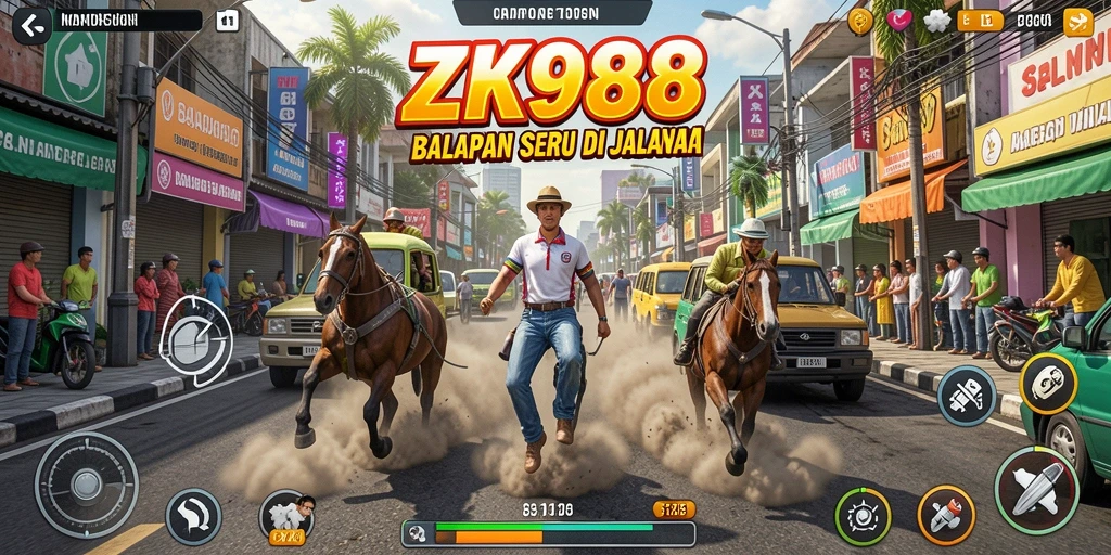 Tampilan gameplay mendebarkan dari ZK988 dengan mobil balap yang cepat.